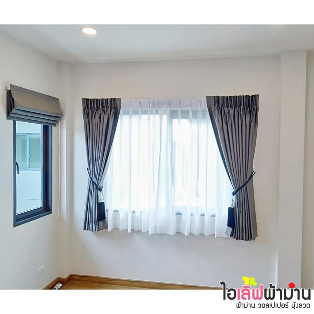 [H467] Centro ราชพฤกษ์-แจ้งวัฒนะ ม่านจีบ ผ้ากันแดด+ผ้าโปร่ง ม่านพับ มู่ลี่ไม้ ตกแต่งเสร็จ