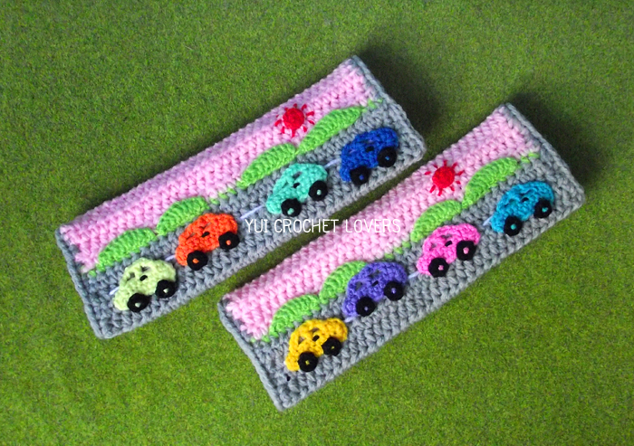 ที่รัดเข็มขัดนิรภัยไหมพรม ลายรถ