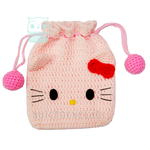 แพทเทิร์นกระเป๋าหูรูดไหมพรม ชุด 1 Drawstring Crochet Bag Pattern 1