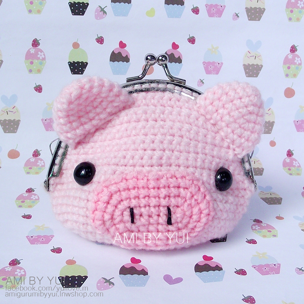 กระเป๋าปิ๊กแป๊กไหมพรม หมู อู๊ด อู๊ด