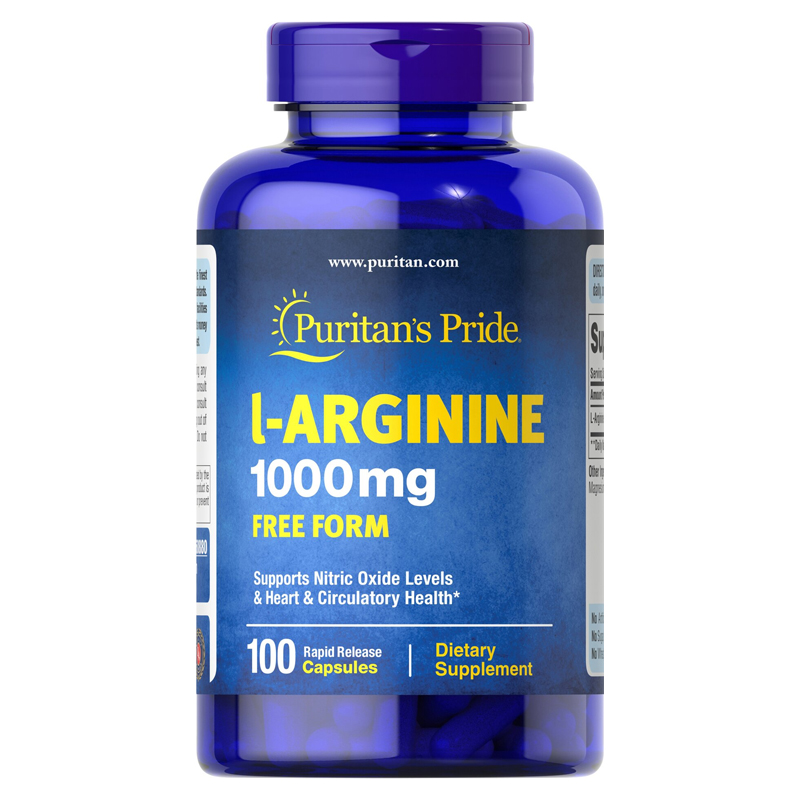 พร้อมส่งฟรี Puritan's Pride L-Arginine 1000 mg Free Form 100 capsules