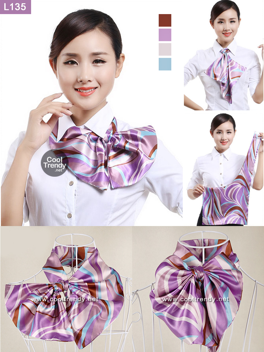 ผ้าพันคอสำเร็จรูป ผ้ายูนิฟอร์ม uniform ผ้าไหมซาติน : L135