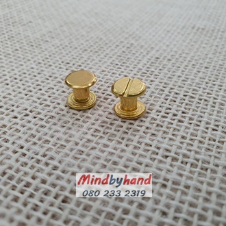 หมุดเกลียว (แบบสั้น) สีทอง 9x5 มิล (แพค 4 คู่)
