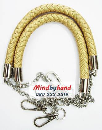 สายกระเป๋า สายเปียต่อโซ่ก้ามปู สีเงิน