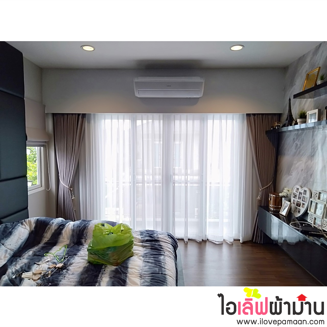 [H437] ซื่อตรง Cozy บางบัวทอง-340 ม่านจีบ ผ้าโปร่ง มู่ลี่ไม้ วอลเปเปอร์