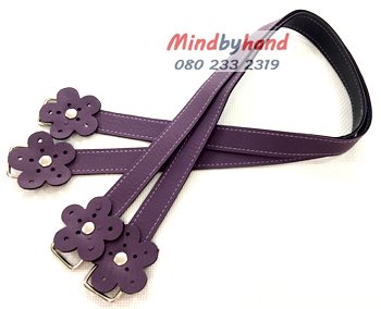 สายกระเป๋าหนัง สายแบนปลายดอกไม้