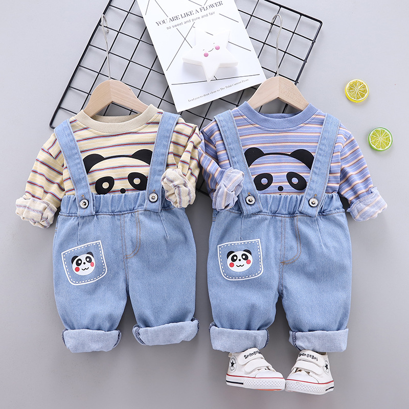 ha1249 เสื้อ+กางเกงเอี๊ยมยีนส์ size 80-120 จำนวน 5 ตัวต่อแพ็ค
