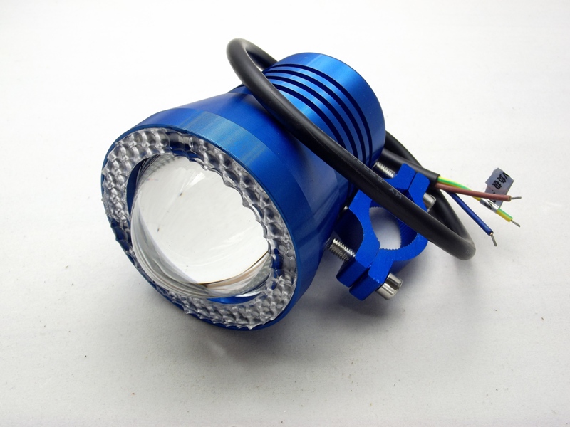 สปอตไลท์ มอเตอร์ไซค์ LED #9 12V 10W มีไฟวงแหวน LED สีฟ้า