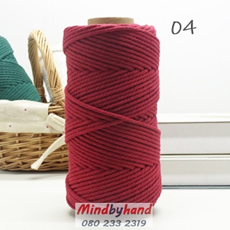 เชือกคอตตอล สี 04 สีแดงเข้ม