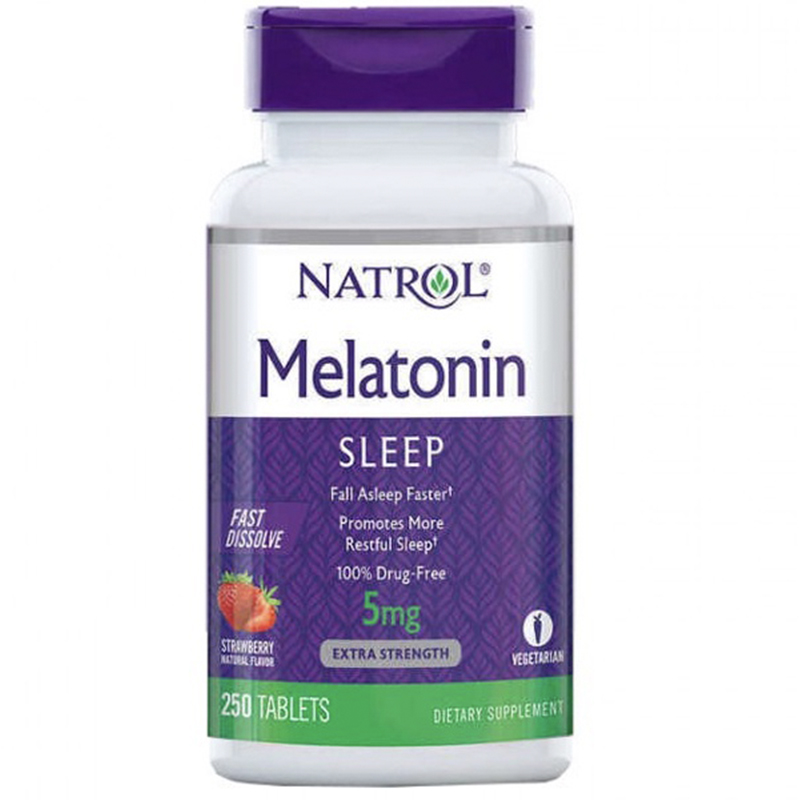 พร้อมส่ง หลับลึก นอนหลับสบาย เม็ดอม Natrol Melatonin Time Release Fast Dissolve 5mg.