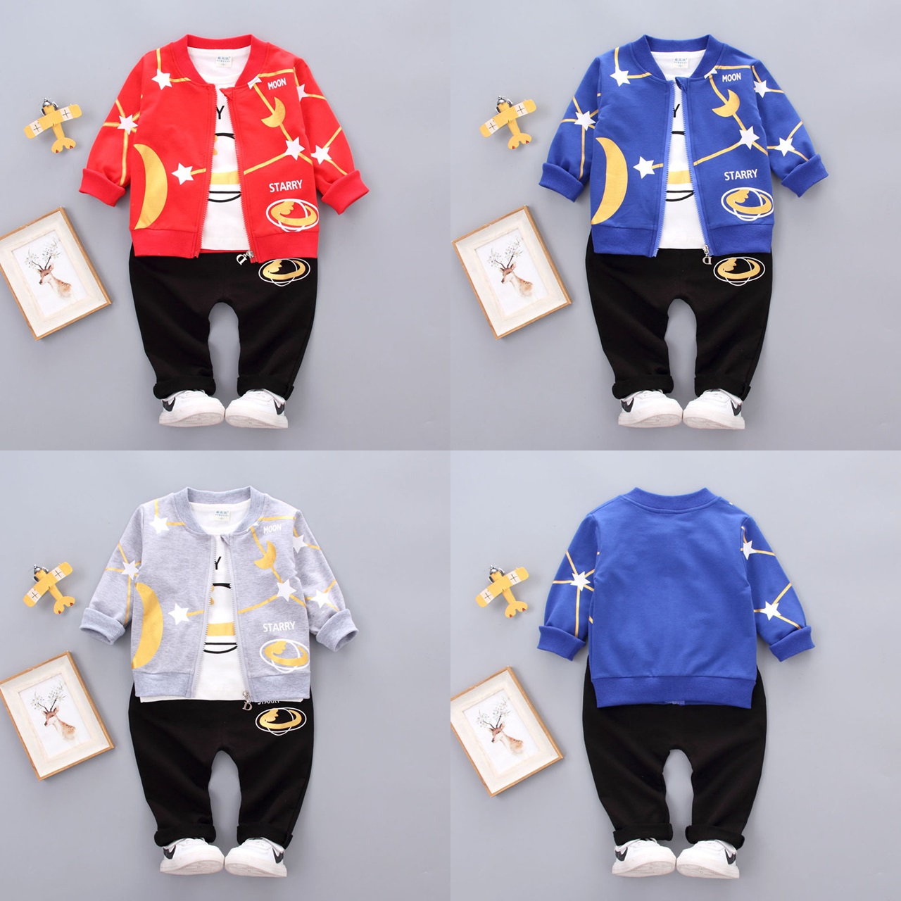 ha186 เสื้อ+กางเกง 3ชิ้น size 80-110 4 ตัวต่อแพ็ค