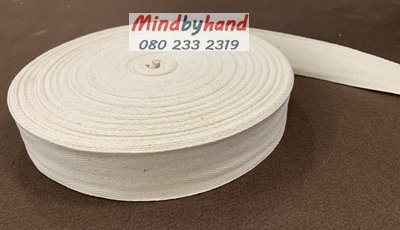 สายกระเป๋าผ้าดิบ ลายก้างปลา (ขนาด 1 1/2 นิ้ว)