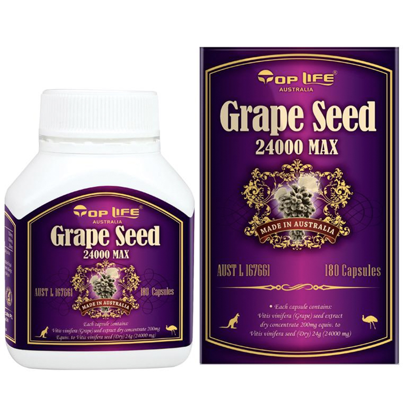 พร้อมส่งฟรี สารสกัดเมล็ดองุ่นเข้มข้นแบบแคปซูลนิ่ม Toplife Grapeseed 24000 Max