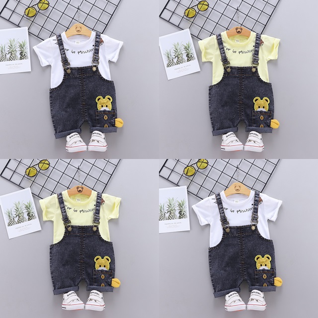 ha1414 เสื้อ+กางเกงเอี๊ยม size 80-110 จำนวน 4 ตัวต่อแพ็ค