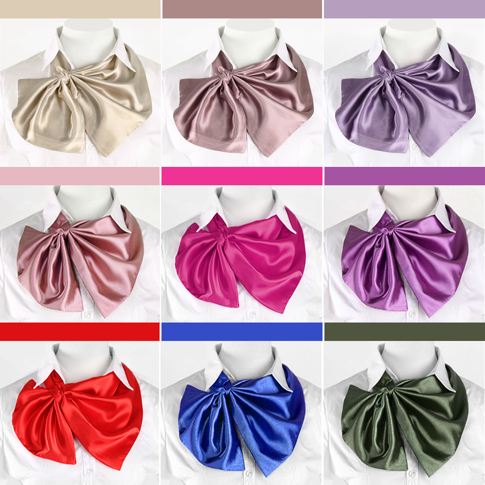 ผ้าพันคอสำเร็จรูป ผ้ายูนิฟอร์ม uniform ผ้าไหมซาติน สีพื้น (เขียวมะกอก)