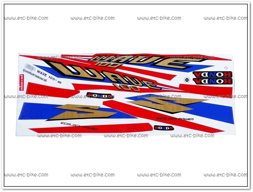 สติ๊กเกอร์ WAVE100 ปี 2004 รุ่น 3 ลายธงชาติ