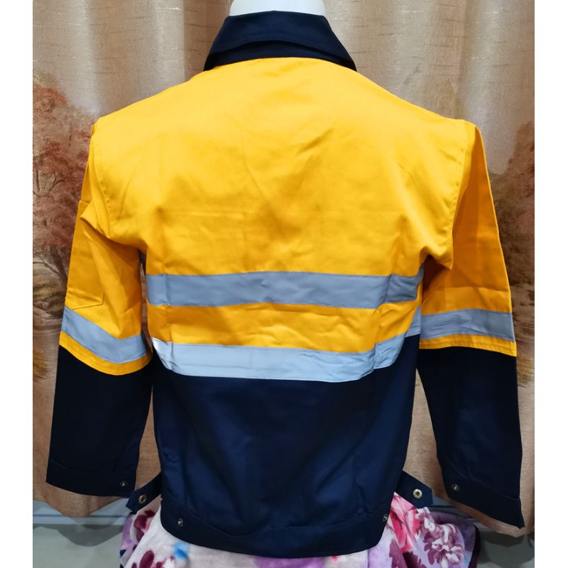 เสื้อช็อป เสื้อช่าง เสื้อใส่ทำงาน แขนยาวรุ่นกระดุมทองทูโทน Size S-6XL