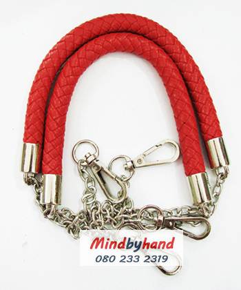 สายกระเป๋า สายเปียต่อโซ่ก้ามปู สีเงิน