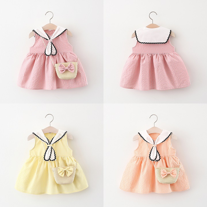 my2869 เดรส+กระเป๋า size 80-110 จำนวน 4ตัว ต่อแพ็ค