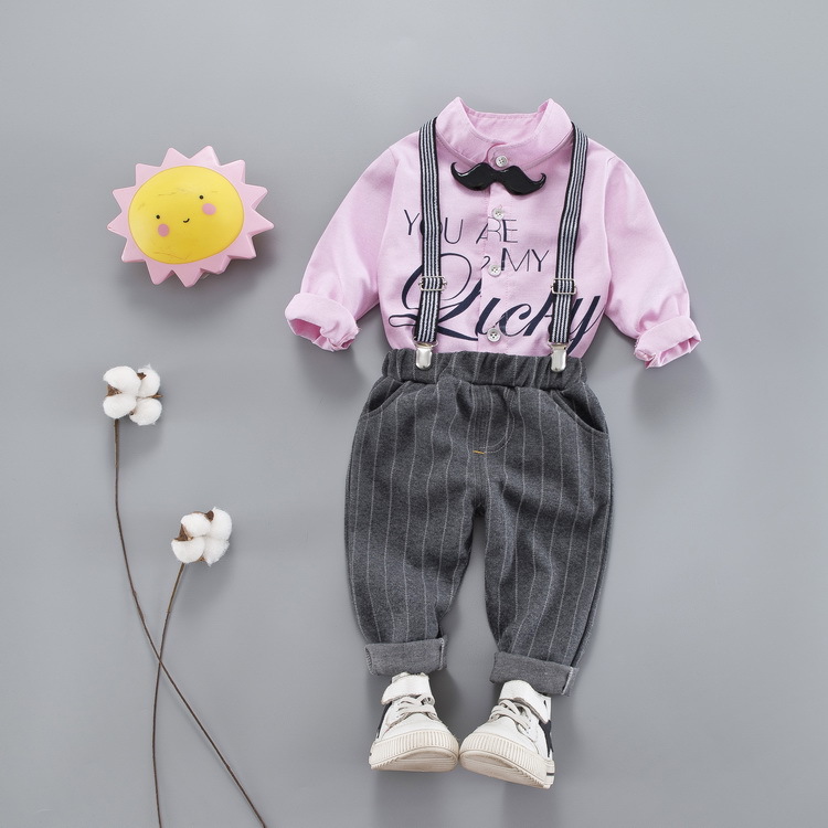 ha537 ชุดสูท เสื้อเชิร์ตแขนยาว+กางเกง size 80-110 4ตัวต่อแพ็ค