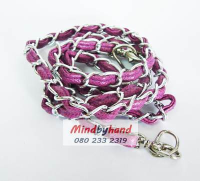 โซ่สายกระเป๋าสีเงิน + ก้ามปู + ห่วง D ร้อยหนัง