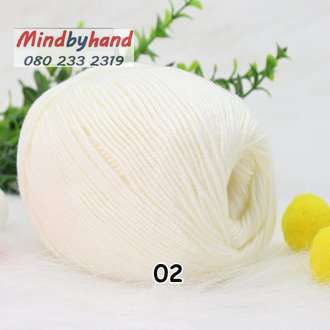 ไหมพรม Baby รหัสสี 02 Milky