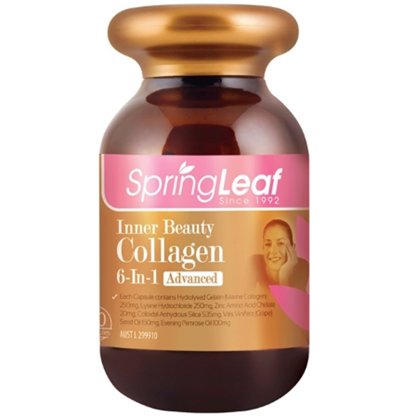 พร้อมส่ง คอลลาเจนแบบพรีเมี่ยม Spring Leaf Premium Inner Beauty Collagen 6-In-1 Advanced 90แคปซูล