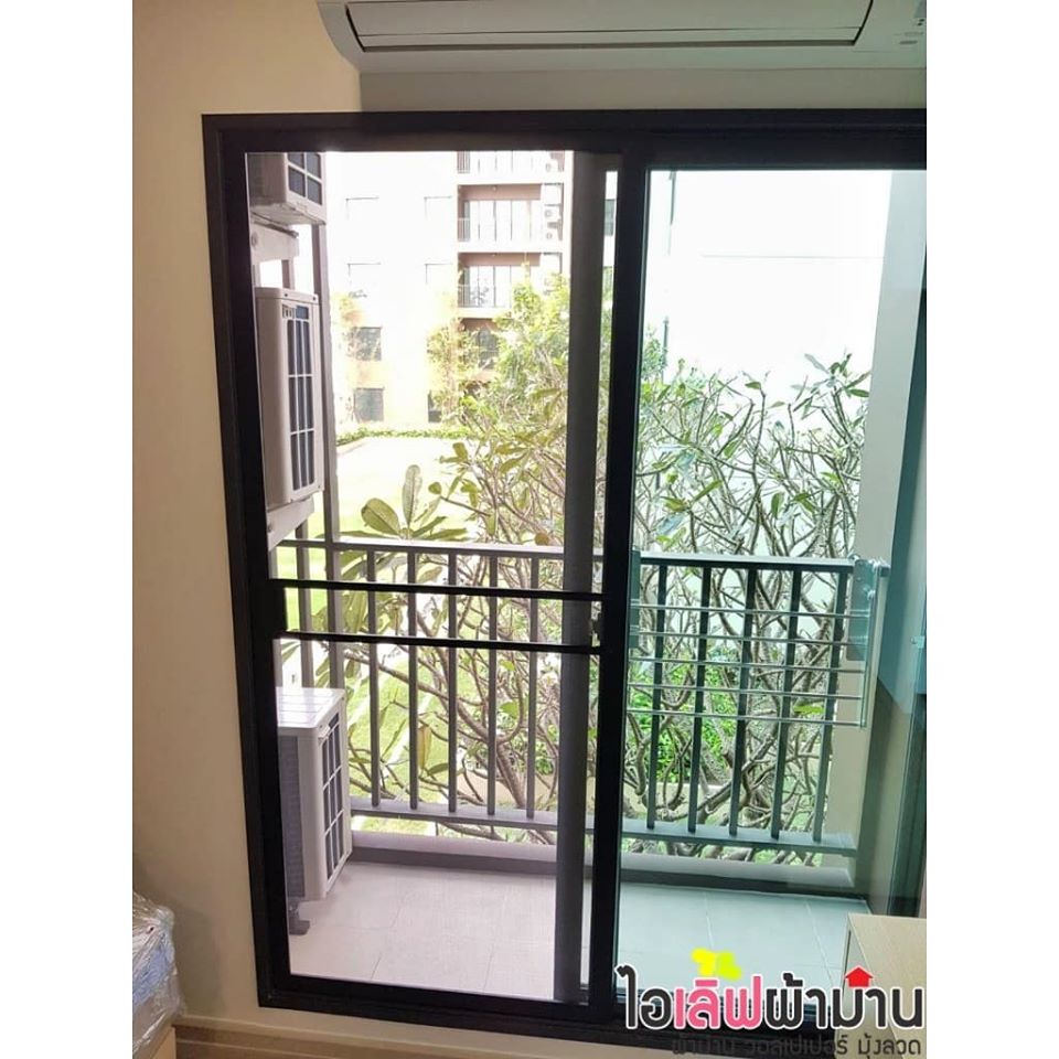 [C217] คอนโดปาร์คแลนด์ จรัญ-ปิ่นเกล้า แบบ 2 ห้องนอน มุ้งลวด แบบมุ้งบานเลื่อน เฟรมอลูมิเนียมสีดำ ผ้ามุ้งสีดำ