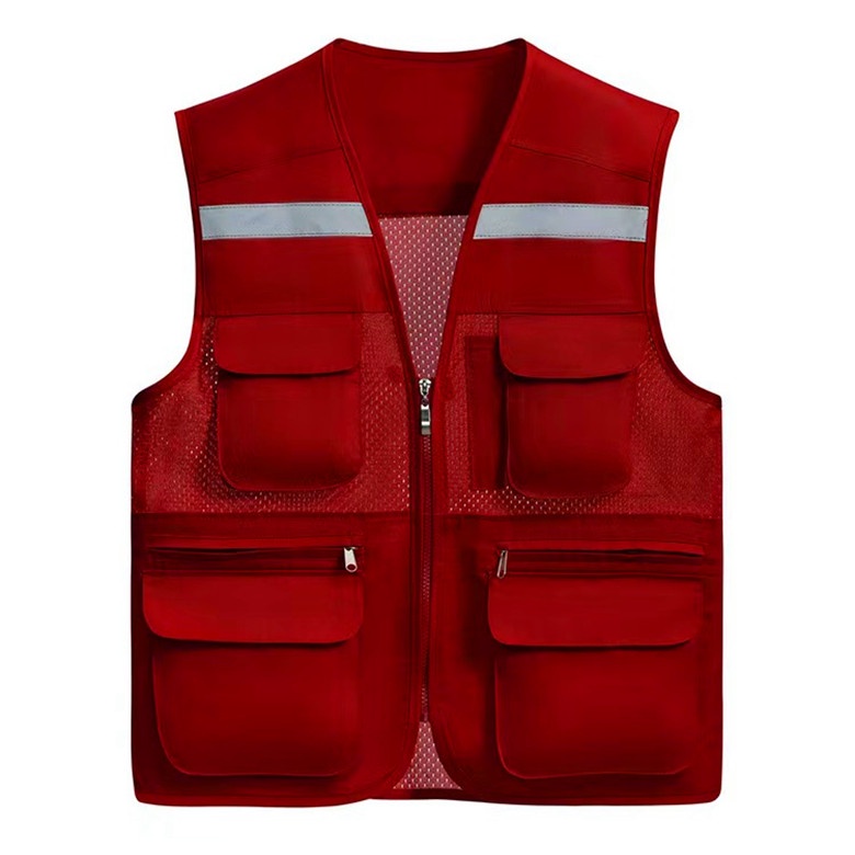 เสื้อแจ็คเก็ตสะท้อนแสงมี 6 กระเป๋าและกระเป๋าดินสอ