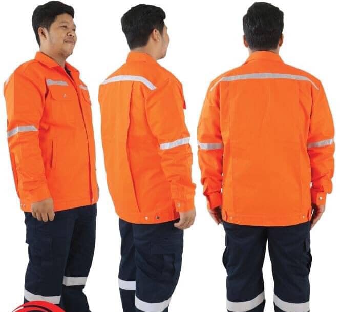 เสื้อแจ๊คเก็ต Safey มี 3 สี คือ สีส้ม, สีกรมท่า, สีกากี