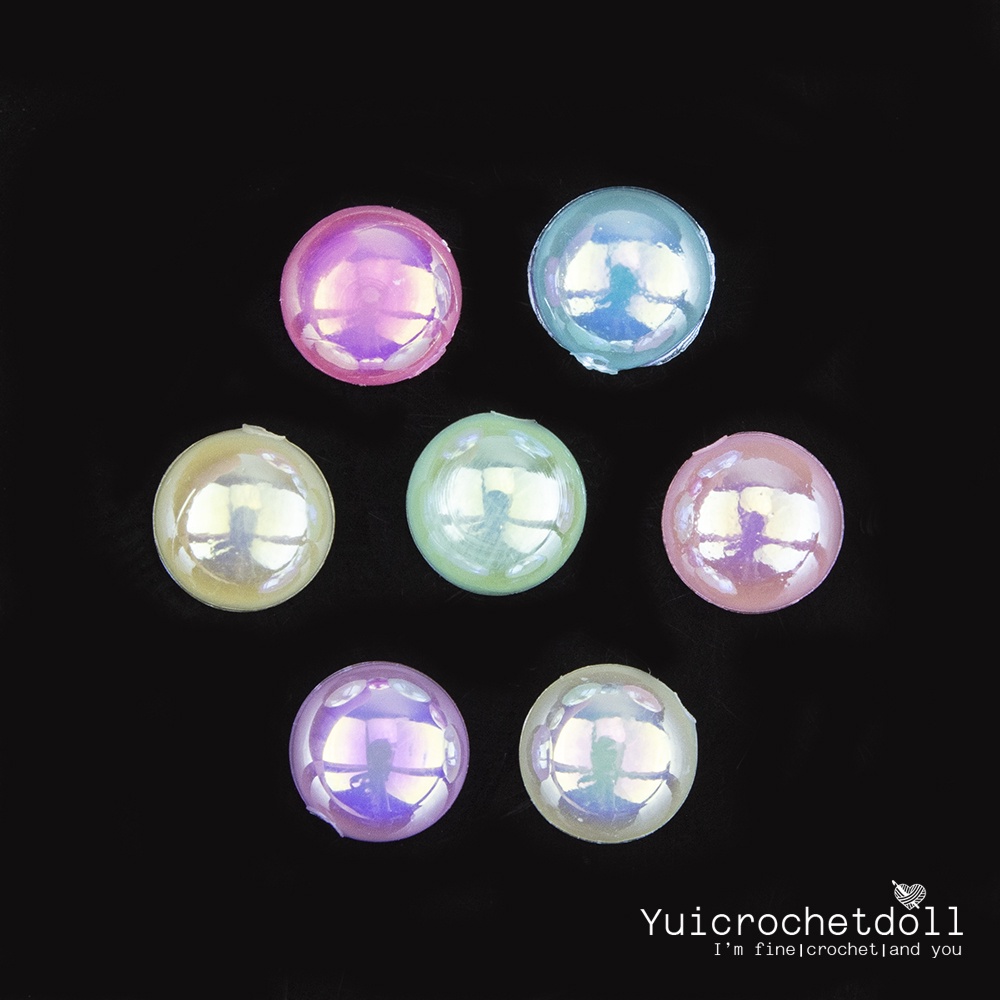 มุกครึ่งซีก โทนสีพาสเทล ขนาด 5 มิล เคลือบรุ้ง เงาสวย ใช้ตกแต่งงานฝีมือ DIY Craft╭♥