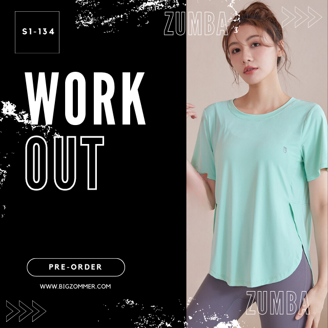 เสื้อยืดออกกําลังกาย ผู้หญิงอวบอ้วน สีเทา,สีดำ,สีเขียว (M~4XL) [ อกถึง 49" ] S1-134