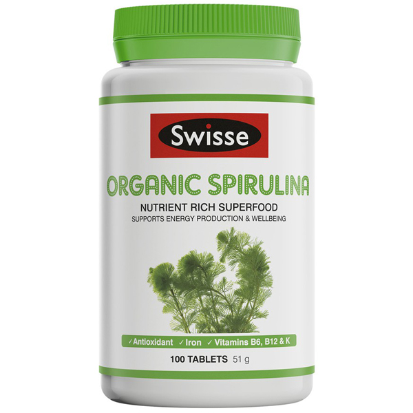 พร้อมส่ง สาหร่ายสไปรูไลน่าออแกนิค Swisse Organic Spirulina 100 เม็ด