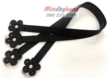 สายกระเป๋าหนัง สายแบนปลายดอกไม้