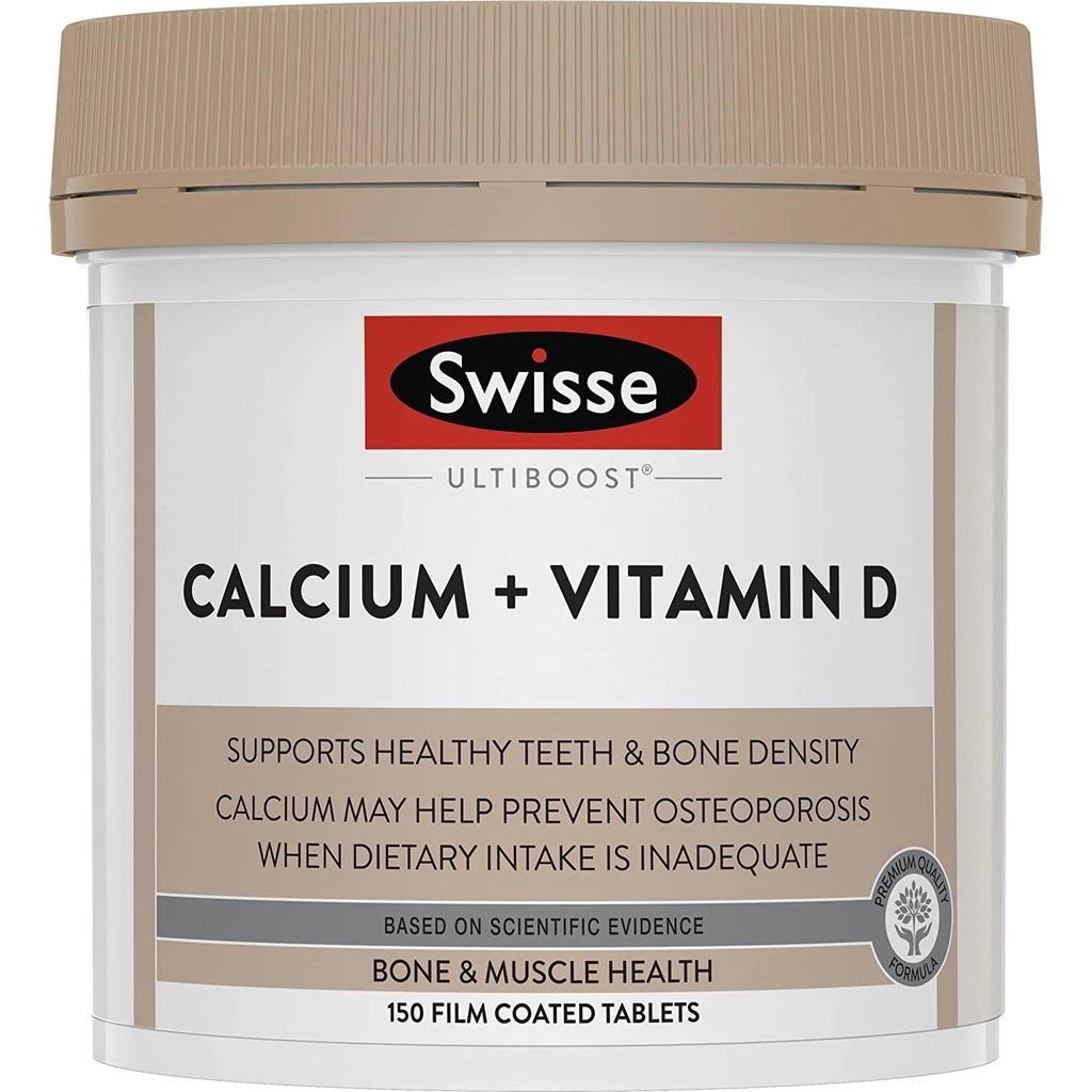 พร้อมส่ง แคลเซียม+วิตามินดีบำรุงกระดูกและฟัน Swisse Ultiboost Calcium + Vitamin D 150 เม็ด
