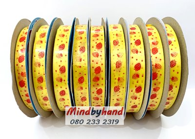 ริบบิ้นพับเหรียญโปรยทาน ลายสตอเบอรี่