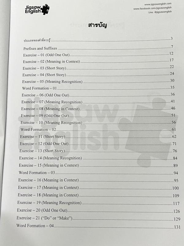 ►Jigsaw◄ หนังสือกวดวิชาครูจิ๊กซอว์ Pre-Ad Vocab มีเน้นประเภทของคำศัพท์ที่ควรรู้ และควรท่องจำให้ได้ก่อนเข้าห้องสอบ จดครบเกือบทั้งเล่ม จดละเอียด มีจดความหมายและวิธีการใช้ศํพท์ หนังสือเล่มหนาใหญ่มาก