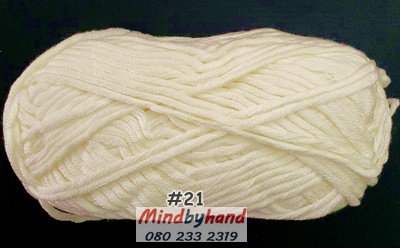 ไหมพรม คอตตอลมายด์เส้นใหญ่ รหัสสี 21 สีครีมเหลือง