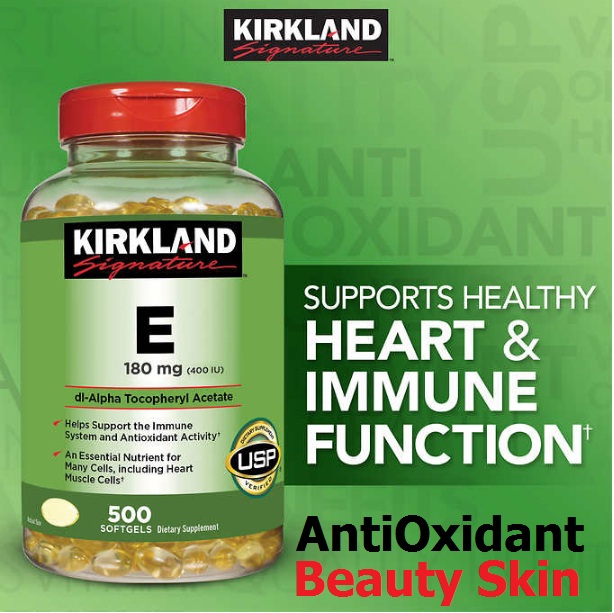 Vitamin E 180mg 400 iu 500เม็ด 500วัน บำรุงผิวสวยเปล่งปลั่งจากภายใน, ลดสมองเสื่อม,เสริมภูมิต้านทาน, ต้านอนุมูลอิสระ, ลดไขมันในเลือด (exp.11/2027)