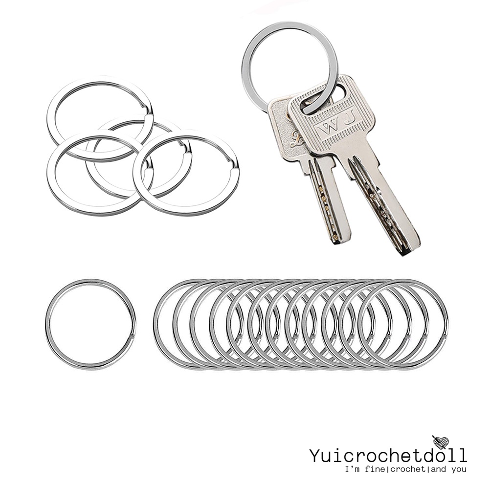 ห่วงพวงกุญแจแบบแบน อะไหล่พวงกุญแจ สีเงิน Nickel plated flat key rings DIY Craft ᵔᴥᵔ