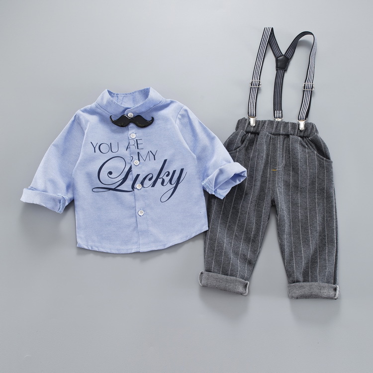 ha537 ชุดสูท เสื้อเชิร์ตแขนยาว+กางเกง size 80-110 4ตัวต่อแพ็ค