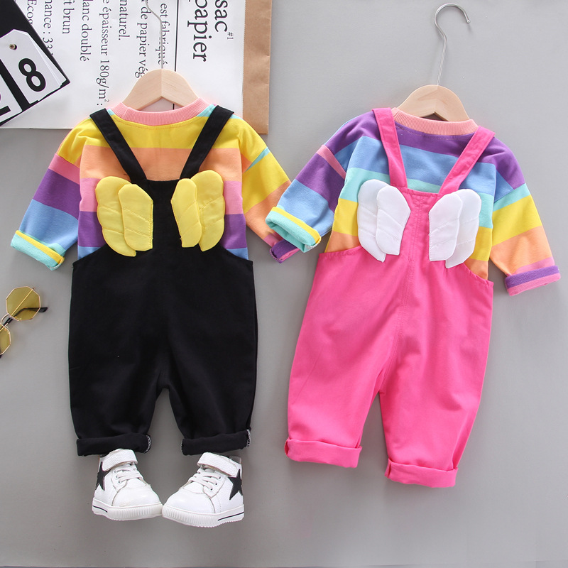ha1773 เสื้อแขนยาว+กางเกงเอี๊ยม size 80-110 จำนวน 4 ตัวต่อแพ็ค
