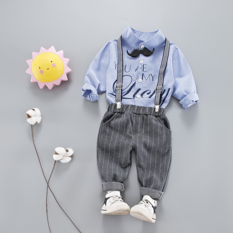 ha537 ชุดสูท เสื้อเชิร์ตแขนยาว+กางเกง size 80-110 4ตัวต่อแพ็ค