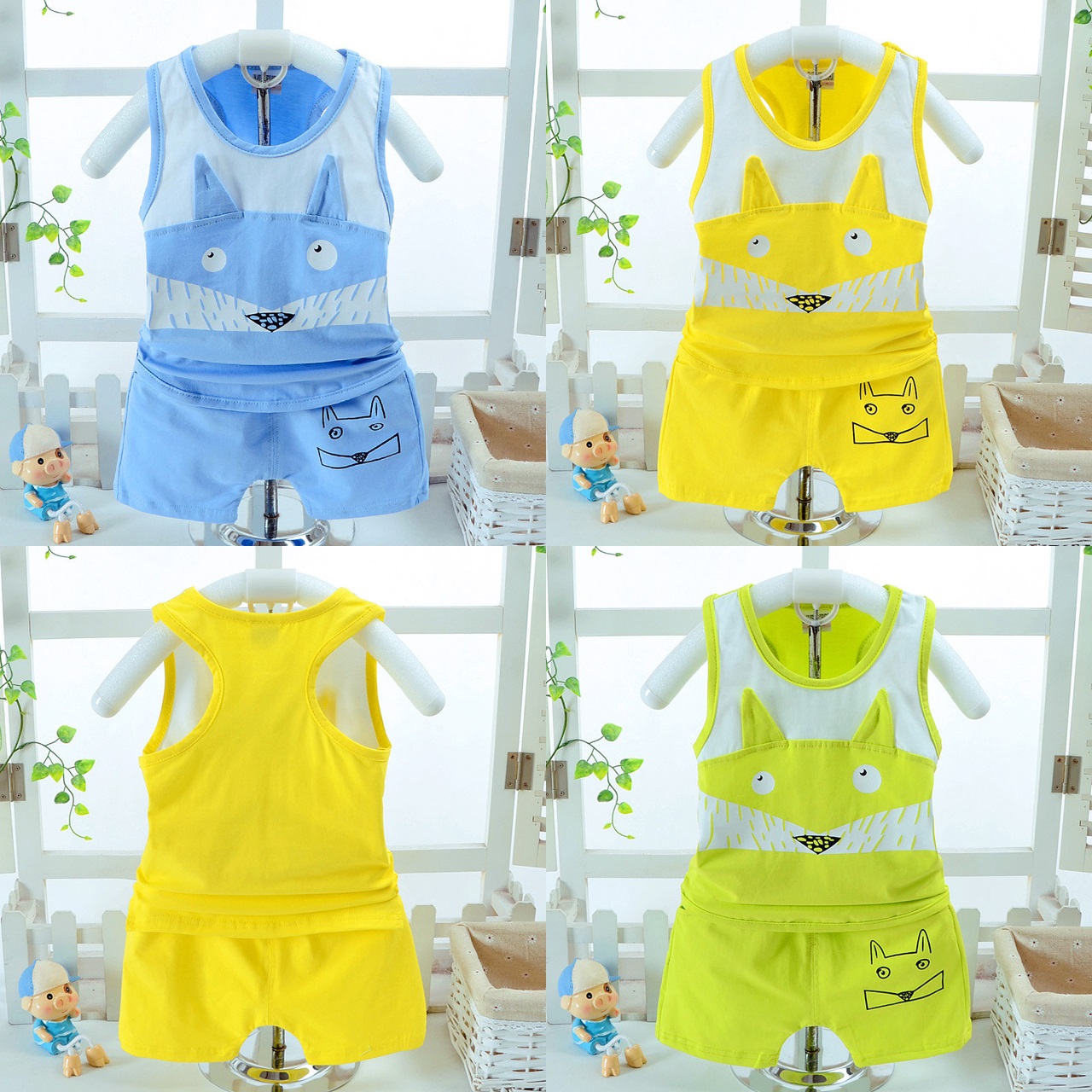 ha295 เสื้อกล้าม+กางเกง size 80-110 4 ตัวต่อแพ็ค