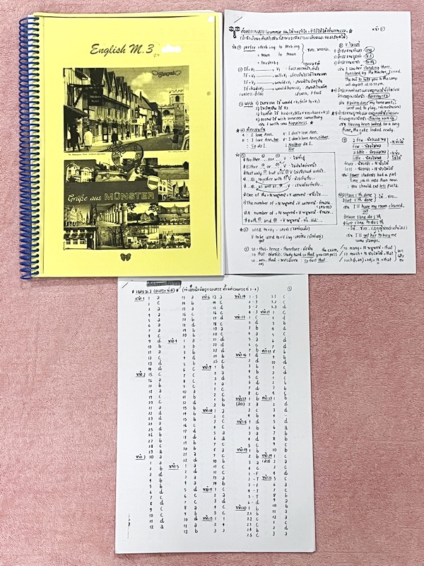 ►อ.ถ้วย◄ หนังสือเรียนภาษาอังกฤษครูพี่ถ้วย คอร์ส ม.3 สอบเข้าเตรียมอุดม + ชีทเฉลย + ชีทสรุปแกรมม่า ในหนังสือมีโจทย์เยอะมาก มีจดเล็กน้อย มีชีทเฉลยใช้คู่กับหนังสือให้ต่างหาก และมีชีทตัวอย่างการสรุป Grammar ย่อๆให้พอเข้าใจแบบภาพรวม ควรจำเอาไว้ให้ได้ อาจารย์แบ่