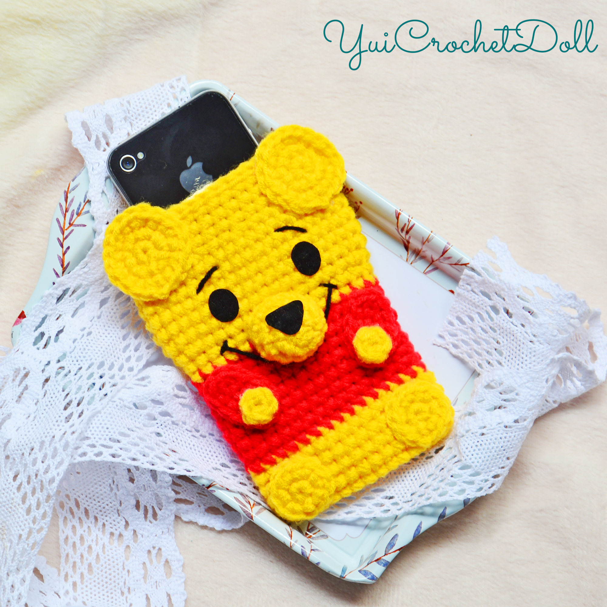 ซองใส่โทรศัพท์มือถือไหมพรม หมีพูล