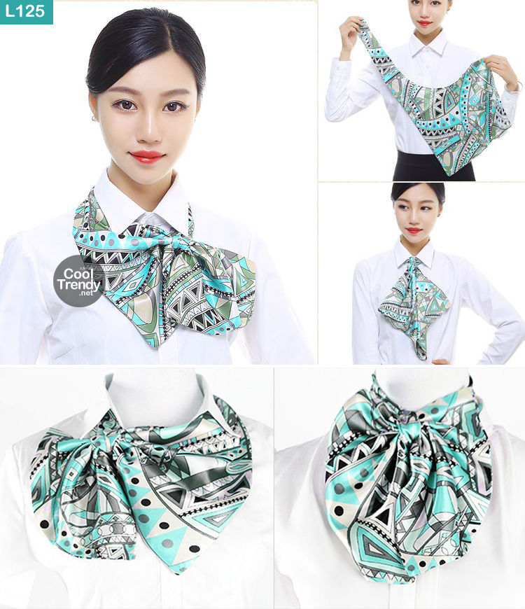 ผ้าพันคอสำเร็จรูป ผ้ายูนิฟอร์ม uniform ผ้าไหมซาติน : L125