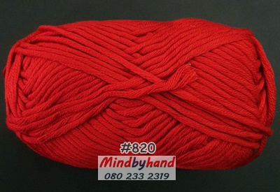ไหมพรม คอตตอลมายด์เส้นใหญ่ รหัสสี Y820 สีแดง(เชอรี่)