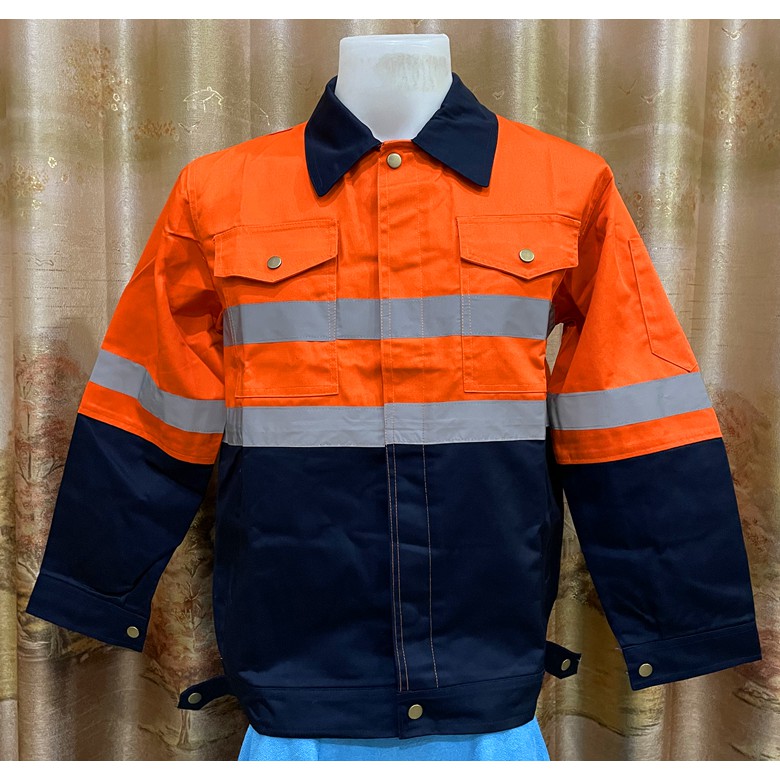 เสื้อช็อป เสื้อช่าง เสื้อใส่ทำงาน แขนยาวรุ่นกระดุมทองทูโทน Size S-6XL