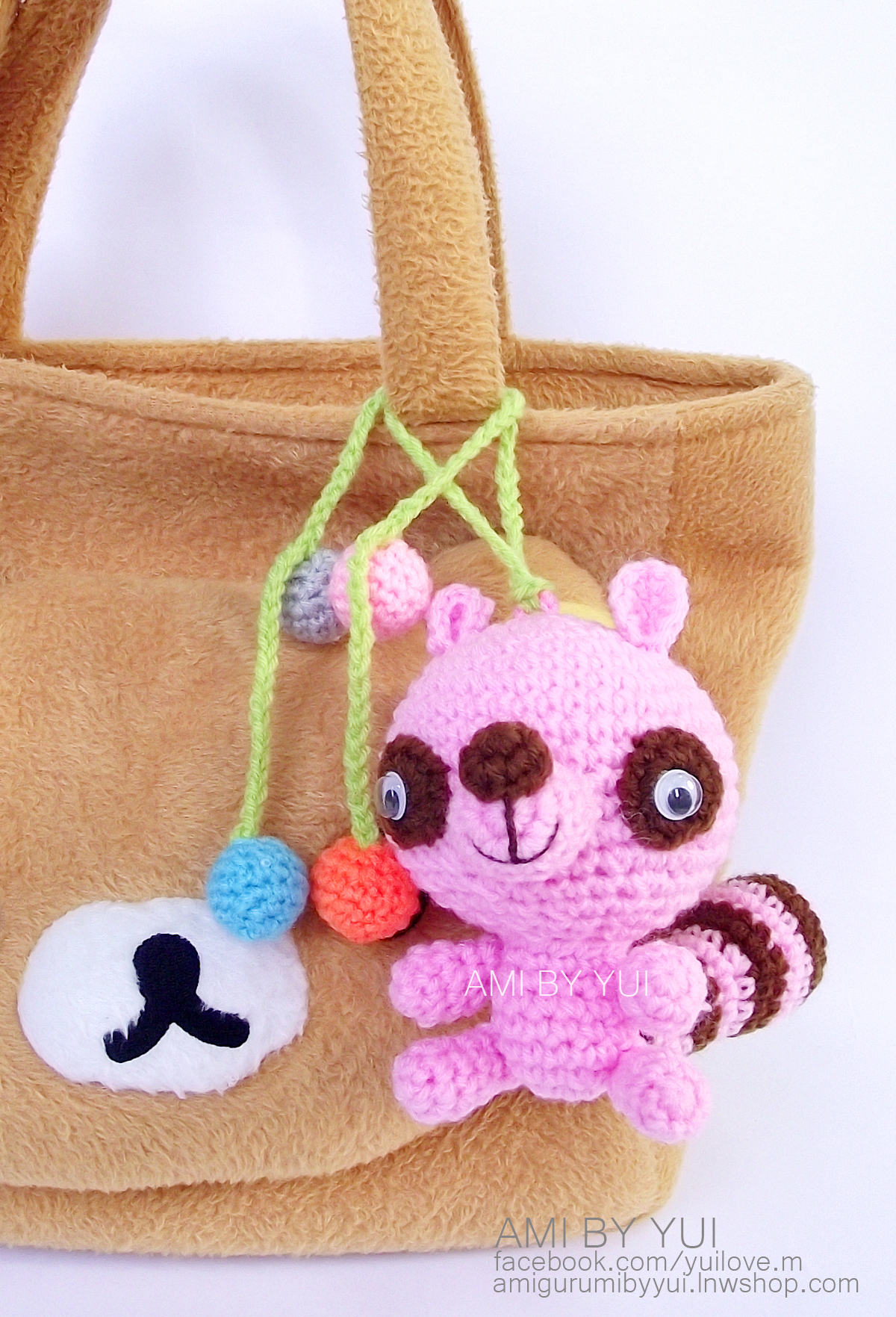 พวงห้อยกระเป๋าแรคคูนตากลม